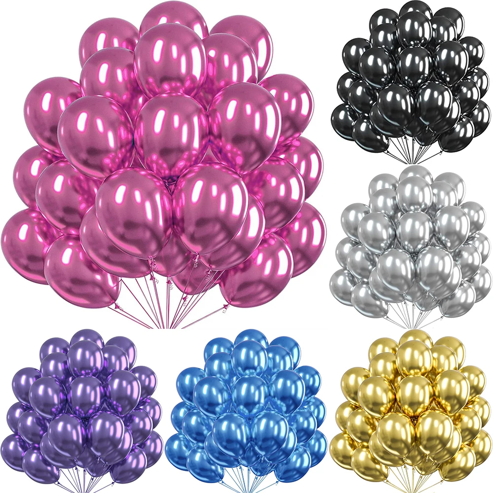 10/20/30 Uds. Globo metálico rosa fuerte de 5/10/12 pulgadas Globos de Metal dorado plata azul Globos para niñas fiesta de cumpleaños decoración de boda Globos