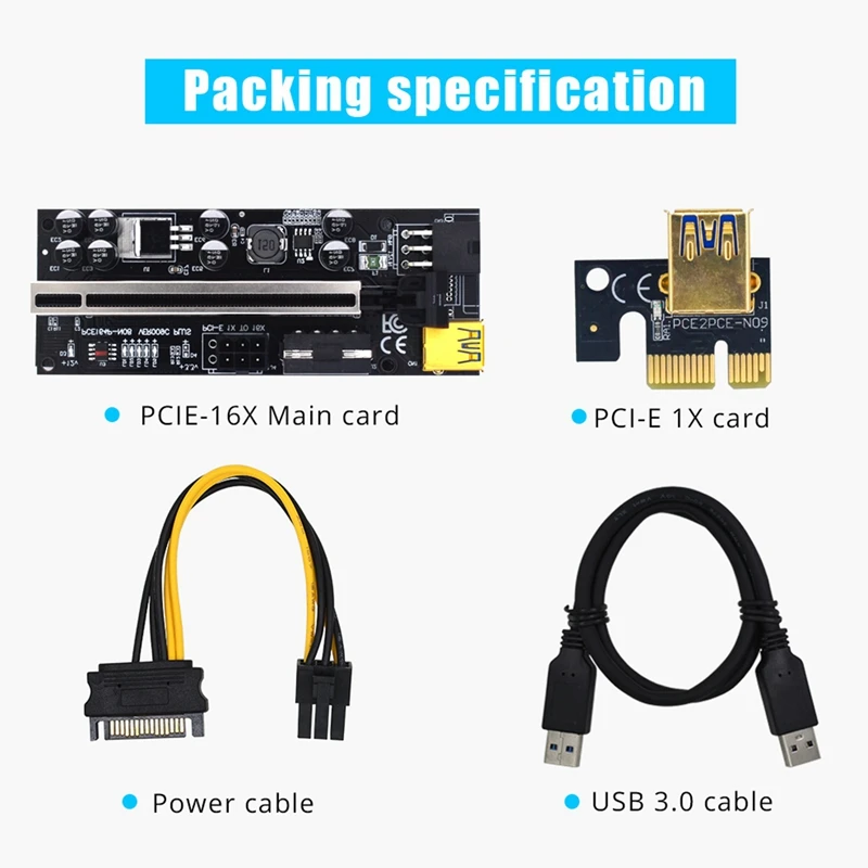 Version Riser 009C Plus PCI-E 1X 4X 8X 16X Extender Riser Card PCIE PCI Graphics Extension Miner Mining