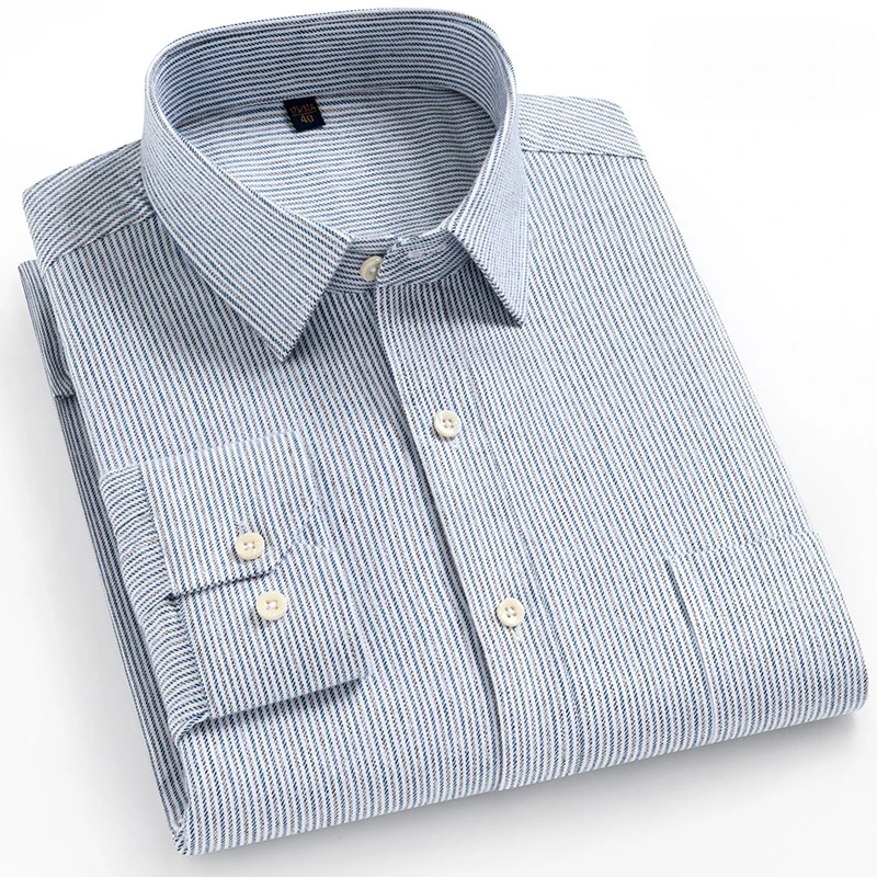 

Hight quality 100%cotton brushed long sleeve shirts for man slim fit shirt plaid casual soft striped elegant designer clothes