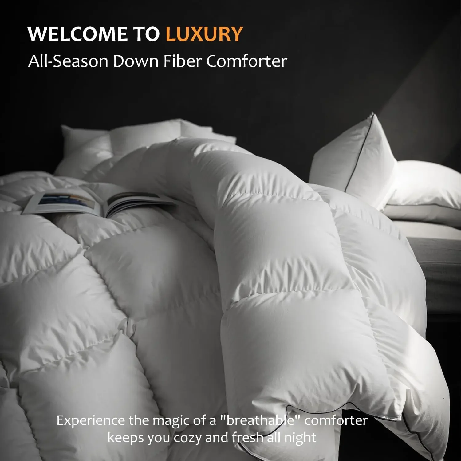 750 Fill Power All Season Duvet Insert, Ultra-Soft Hotel Collection Comforter, Fluffy and Cozy - Ivory White, King 106 X 90”