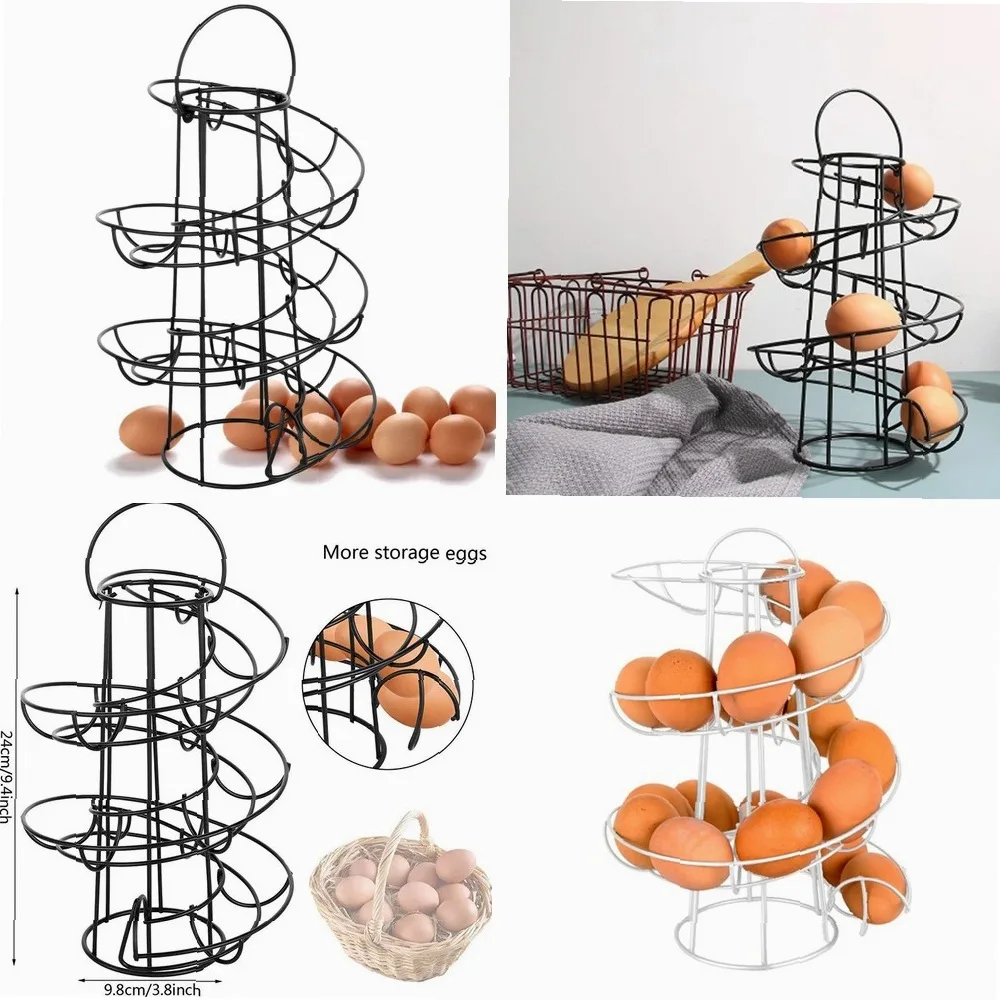 Spiral Egg Dispenser Rack - Space Saving Kitchen Organizer Basket for Eggs, Multi-functional Storage Rack