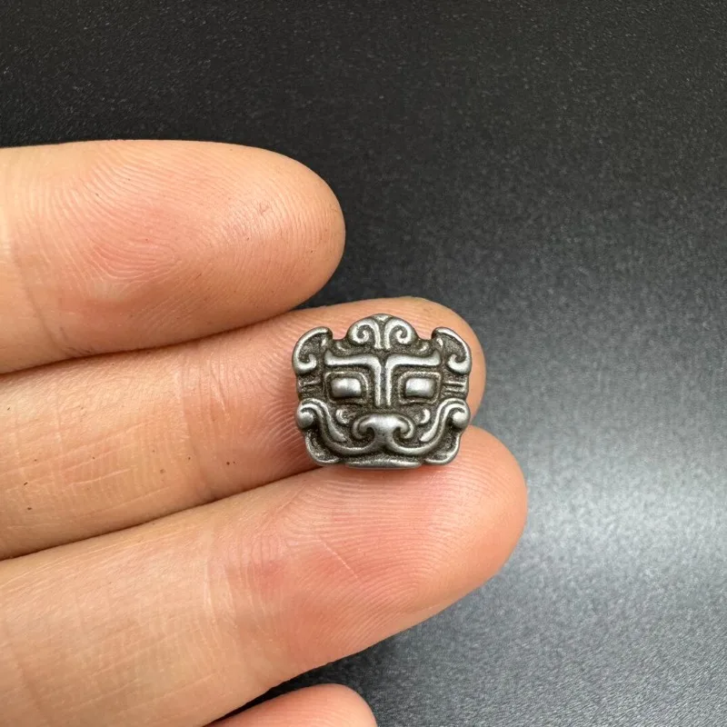 Authentic Tibetan Thokcha Double Sided Taotie Beast Face Back Cloud Pendant for Star Moon Vajra Baixiang Seed Mala Accessory