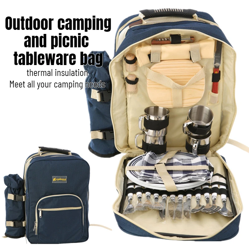

Outdoor Camping Multi-functional Thermal Insulation Refrigerated Bag Portable Picnic Bag with Tableware for 4-person 캠핑