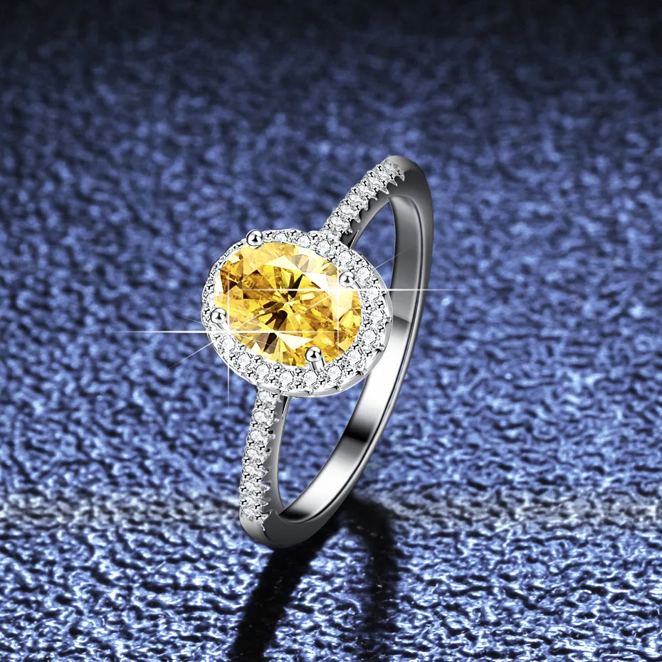 

1 карат VVS с бриллиантом, французское высококачественное дизайнерское кольцо с муассанитом для женщин, 18-каратное настоящее платиновое кольцо PT950 в форме яйца с желтым голубиным яйцом