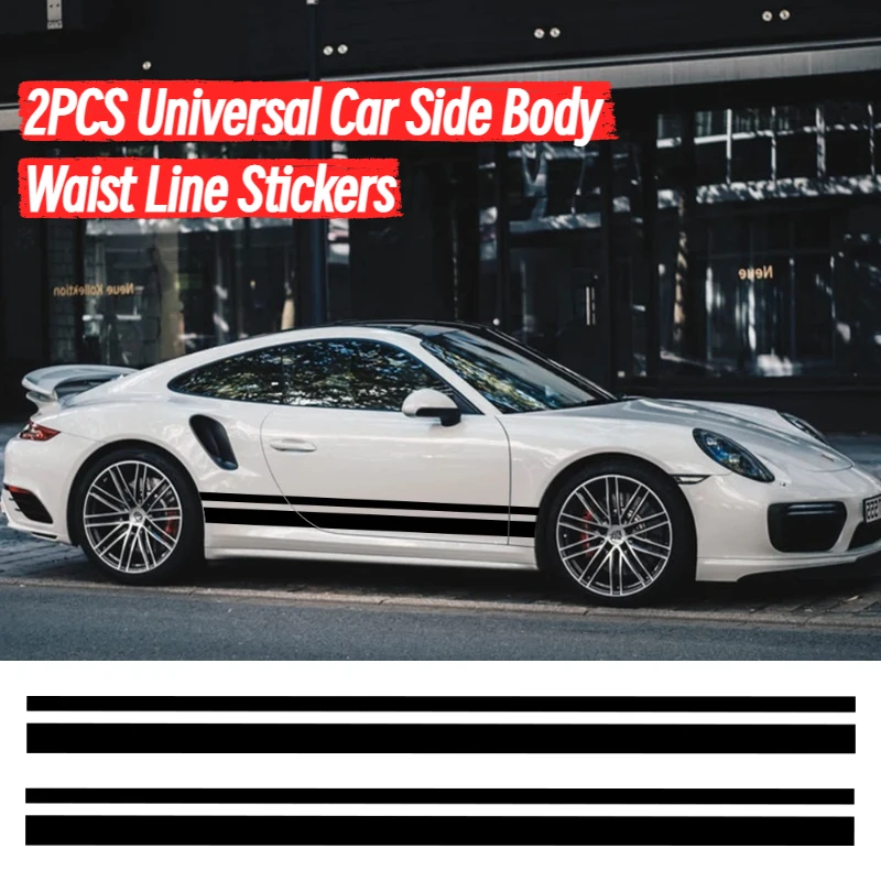 

2PCS Universal Car Side Body Waist Line Stickers Auto Accessories For BMW Suzuki Volvo Tesla Skoda Volkswagen Audi Seat Subaru