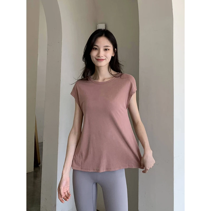 2024 Fashion Summer Women Backless Pleated Kink Tops Motion Quick Drying Thin Style Round Neck Short Sleeve Loose Casual T-shirt