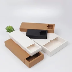 15pcs Slide Paper Box For Candy Cookie Packaging White Black Brown Cardboard Cake Gift Boxes Party Supplies