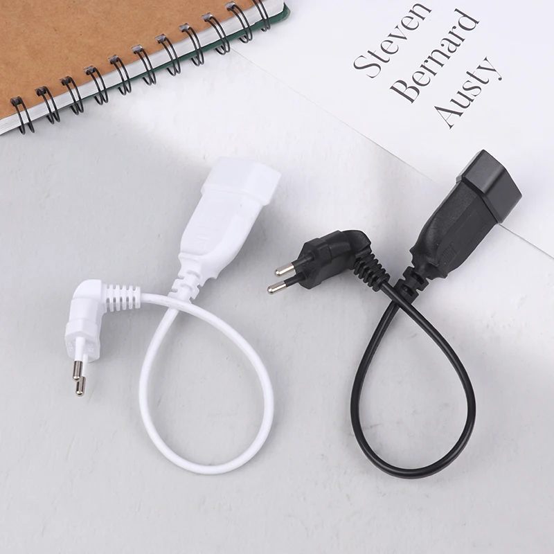 1Pc EU Power Adapter Cord 90 Degree Angled European Round 2Pin Male To Female Plug Power Cable For UPS PDU 0.3M