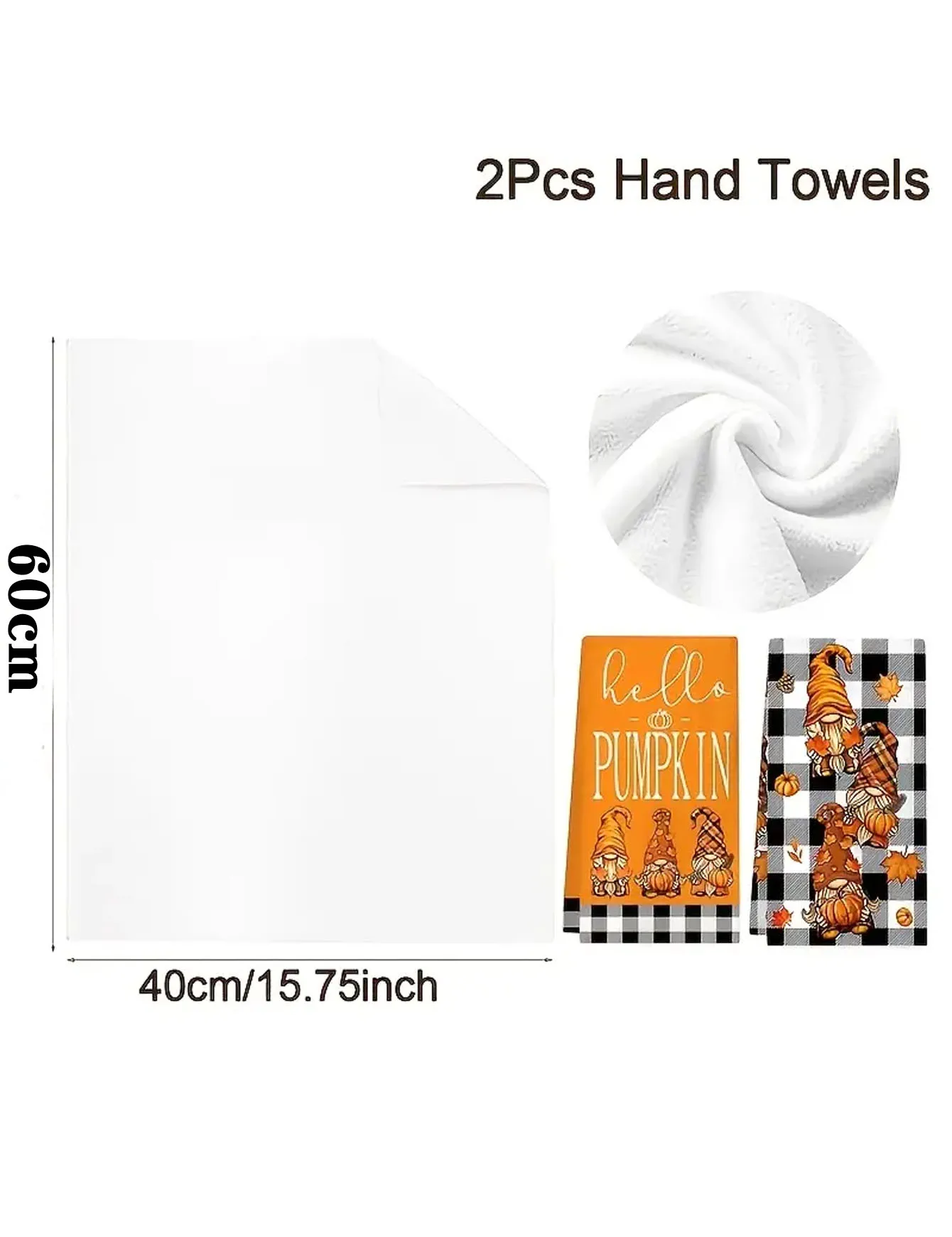 2pcs Autumn Dwarf and Pumpkin Maple Leaf Dish Towels, Kitchen Towels, Absorbent Tea Towels, Thanksgiving Kitchen Decoration