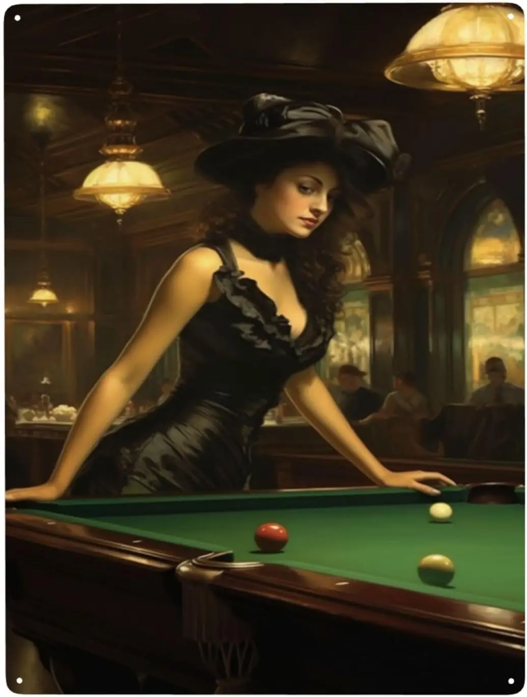 Victorian Elegance Billiards Parlor Chic IndoorOutdoor Wall Art Tin Sign Retro Metal signs Home Decor for pool hall,Lounge,pub,B
