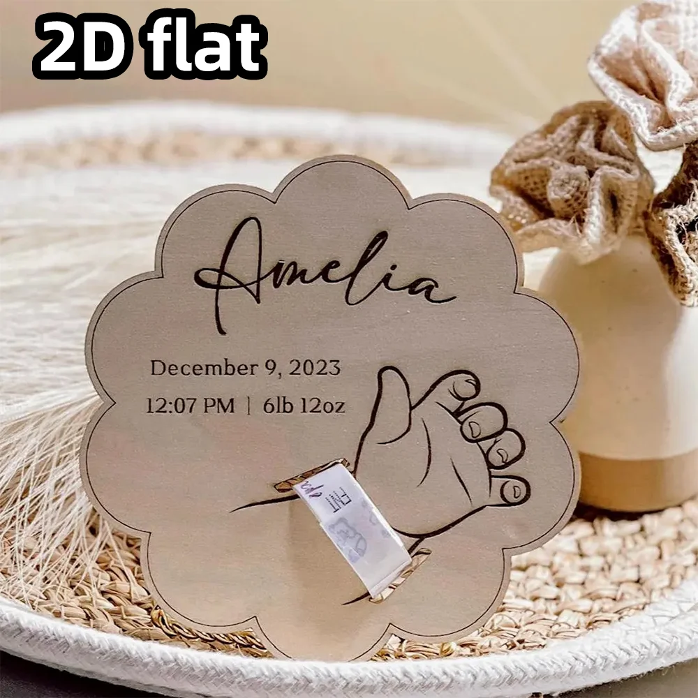 Engraved Wooden Baby Bracelet Holder Single Item, Birth Hospital Keepsake, Personalized Nursery Decor image 2