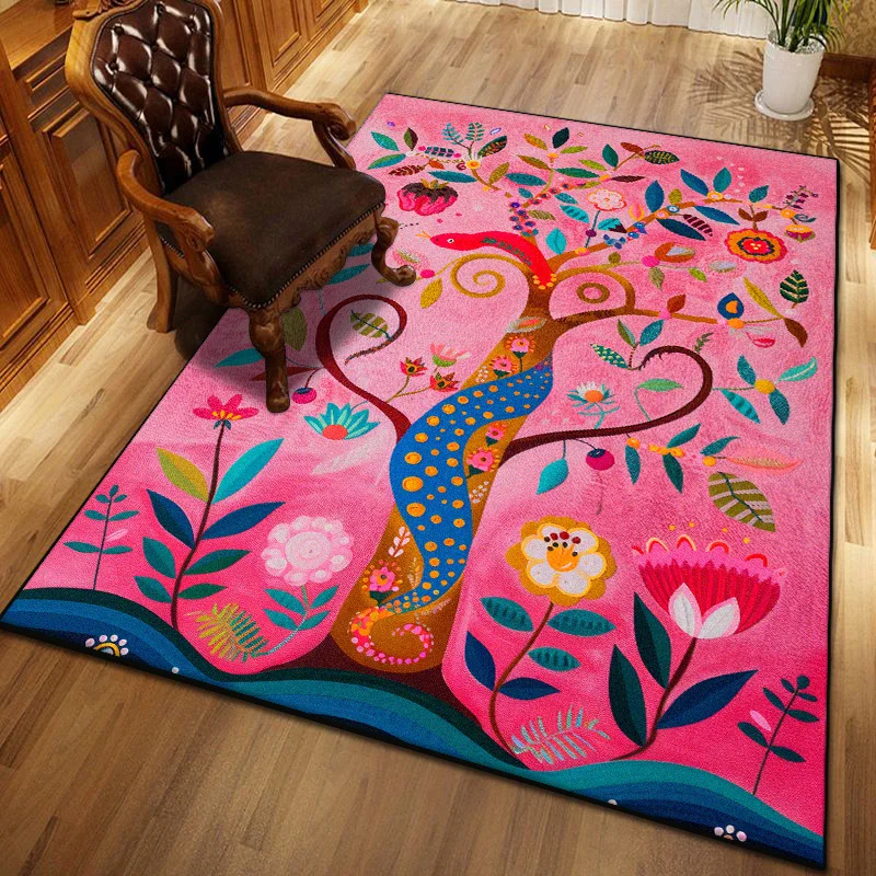 Modern Abstract Antiskid Large Living Room Carpet Plant Pattern Bedroom Decoration Lounge Rug Easy Clean Soft Entrance Door Mat