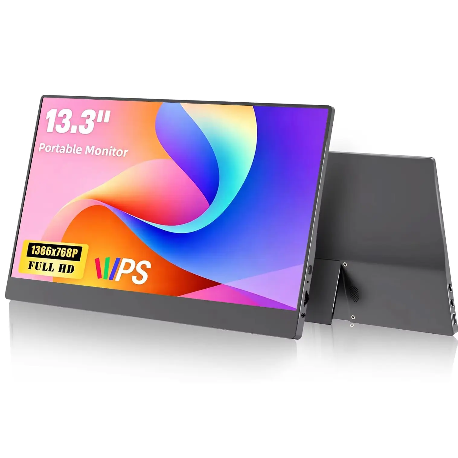 13.3 Inch Portable Monitor 1366*768P HD 72%sRGB 1000:1 16:9 One line link With Type-C Mini HDMI For Laptop Phone PS4/5 XBox TV