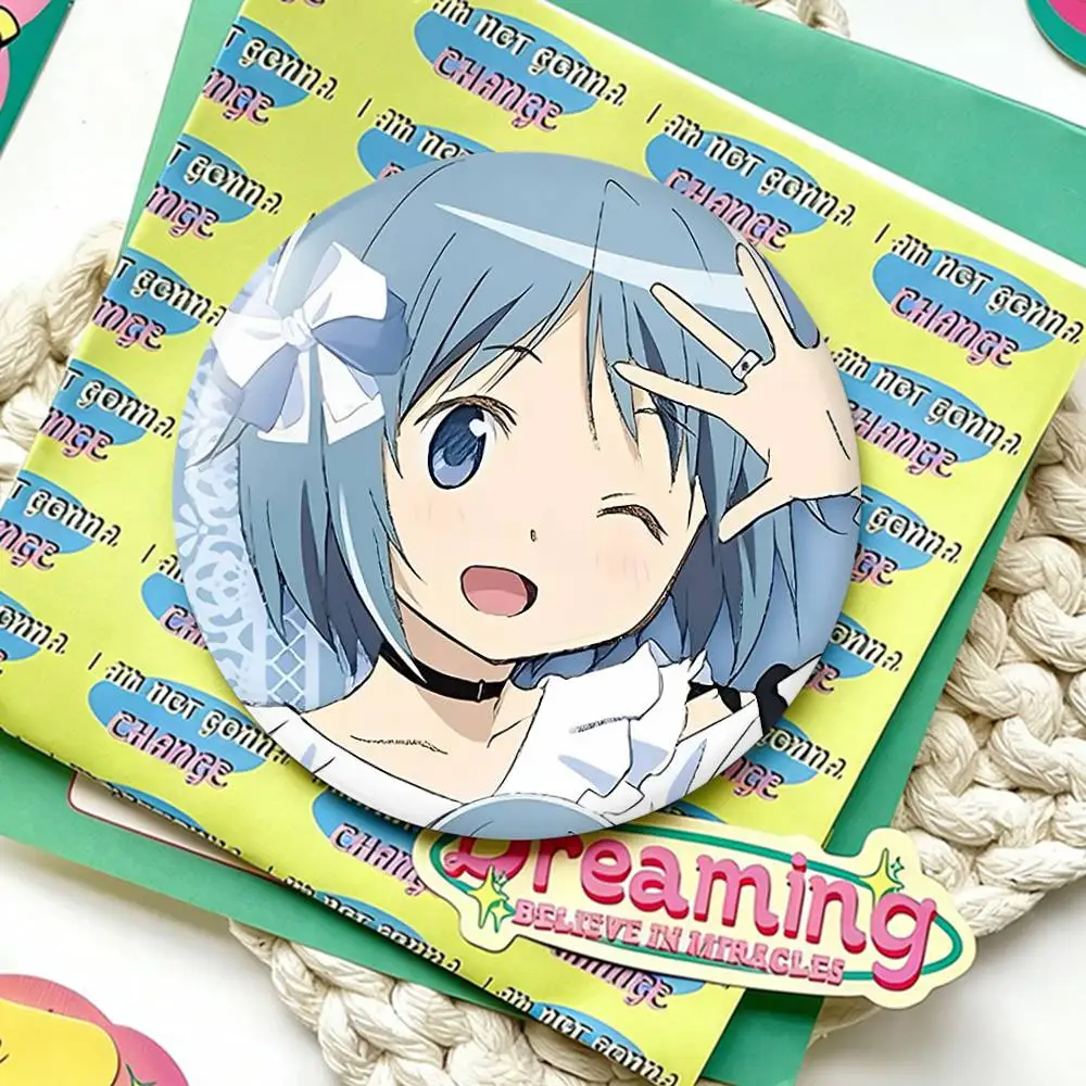 Cute Anime S-Sayaka M-Miki Badges 25 32 44 58 75 mm Round Fans Collect Friends Gifts Brooch Souvenir