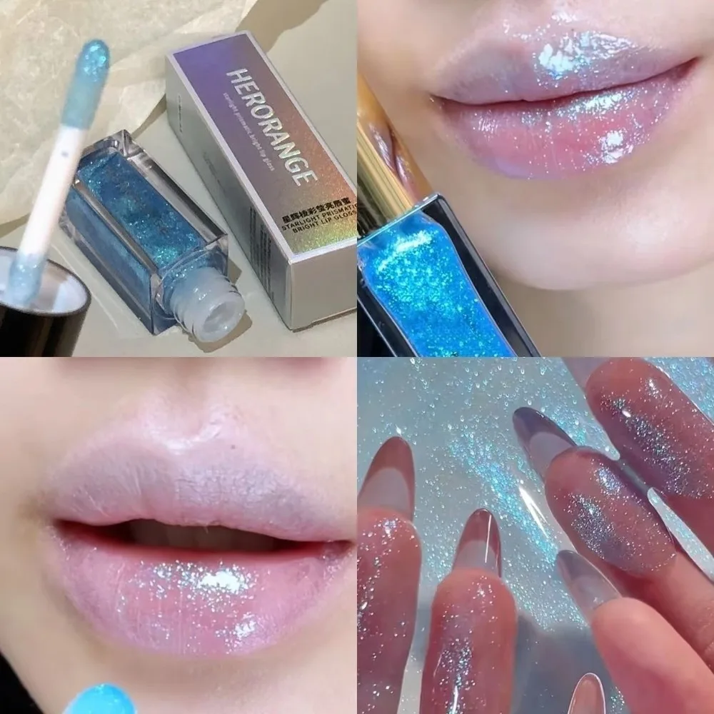 Sparkle Long-Lasting Lip Gloss Non-Fading Non-Sticky Lip Glaze Moisturizing Watery Liquid Lipstick for Women