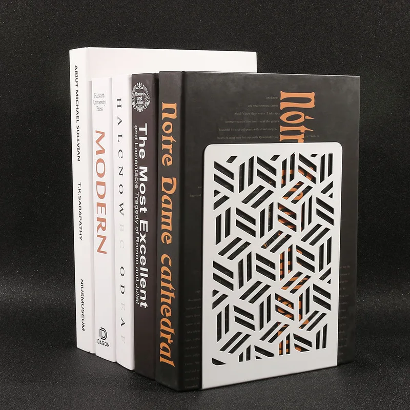 

2pcs Hollow Simple Picture Bookends Creative Heavy Metal Book Holder Office Table Desk Decoration Bookens For Teachers Students