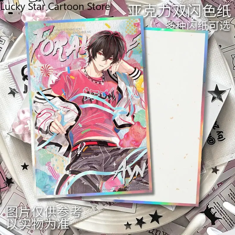 Kerst Clarence Rorschach Al casa Ayn voor alle tijden Dubbele flitskleurenkaart Kleurpapier Cosplay Spel Anime Verjaardagscadeau Handtekening