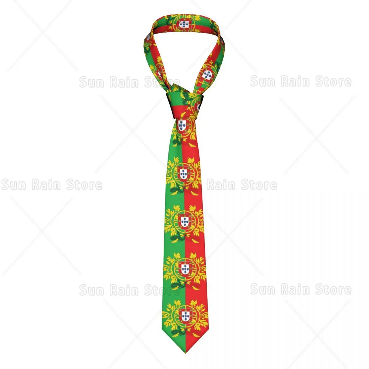 Customized Coat Of Arms Of Portugal Art Ties Men Fashion Portuguese Flag Silk Wedding Necktie