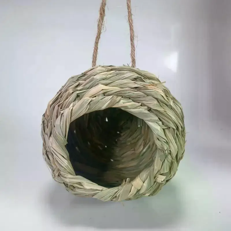 10/12/14cm Birds Nest Bird Cage Grass Egg Cage Bird House Outdoor Decorative Weaved Hanging Parrot Nest Houses Pet Bedroom