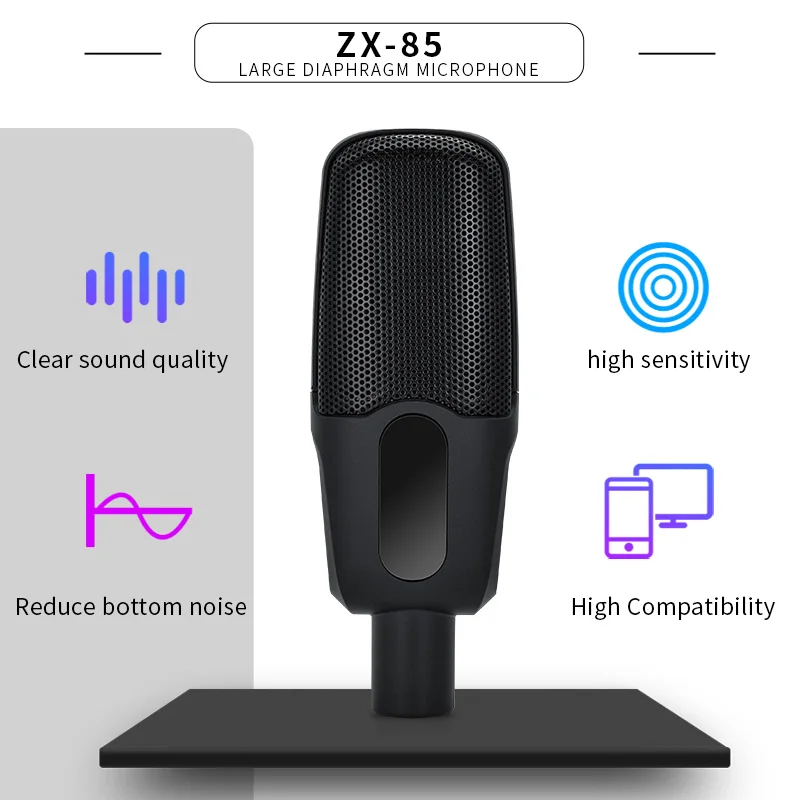 Leedoar ZX85 Professional Microphone For Vocal Studio Recording Karaoke Broadcast ASMR Gaming Microphone With Cantilever Bracket