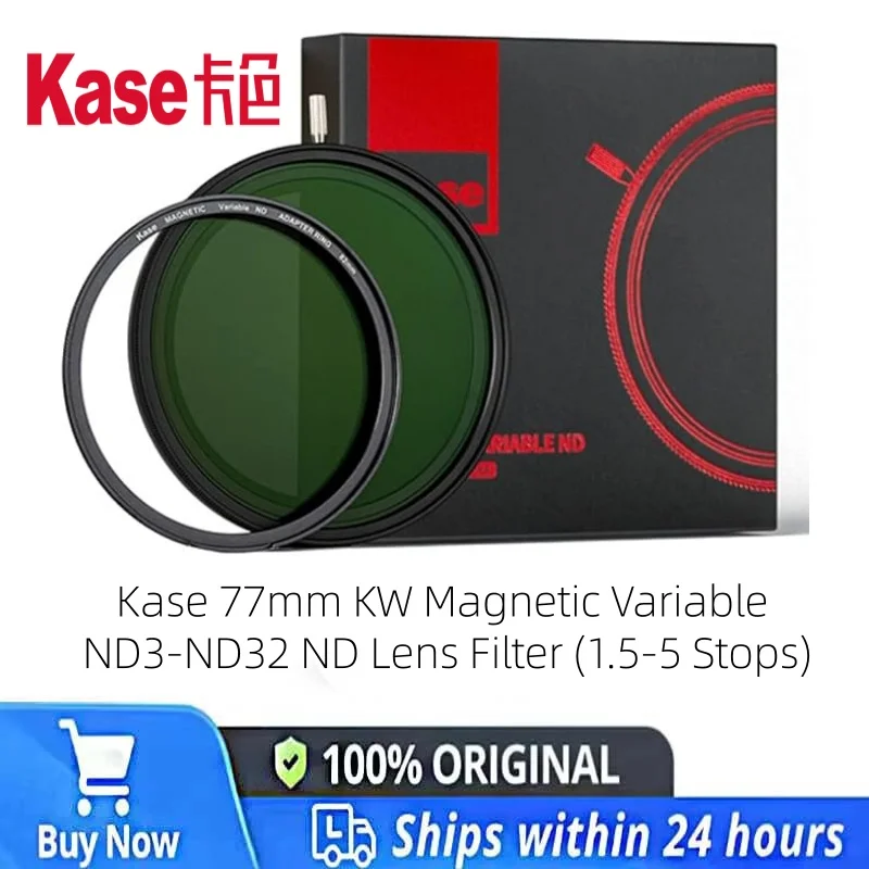 Kase 77mm KW Magnetic Variable ND3-ND32 ND Lens Filter (1.5-5 Stops) | with Magnetic Adapter Ring, Adjustable Neutral Density Fi