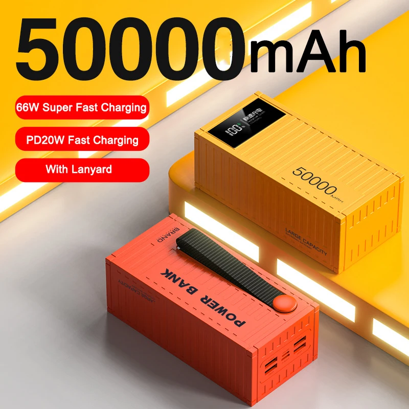 

50000mAh Power Bank 66W Super Fast Charging For iPhone 15 14 Huawei P50 Xiaomi Samsung PD 20W External Battery Charger Powerbank