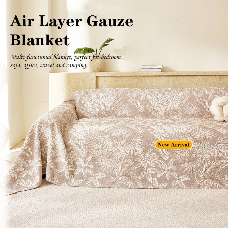 Sofa Cover Three Layer Yarn Reversible Jacquard One Piece Universal Sofa Slipcover All Season Sofa Throw Blanket