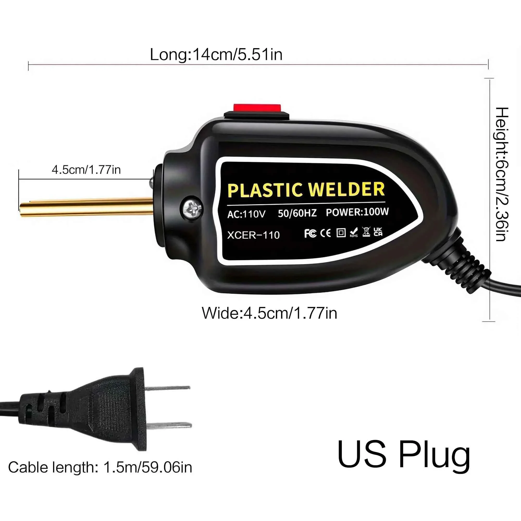 100W Plastic Welding Repair Kit, Electric Hot Stapler Plastic Welder with 200 Welding Nails, Car Bumper Repair Tool for Auto Body Fender Dent Tab Crack Hole Restoration, Portable Plastic Welding Machine for Garage Workshop DIY Repair Use