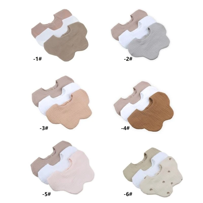

3-Pieces Baby Feeding Drool Bibs Soft Breathable Newborn Nursing Bib Shower Gift G2TD