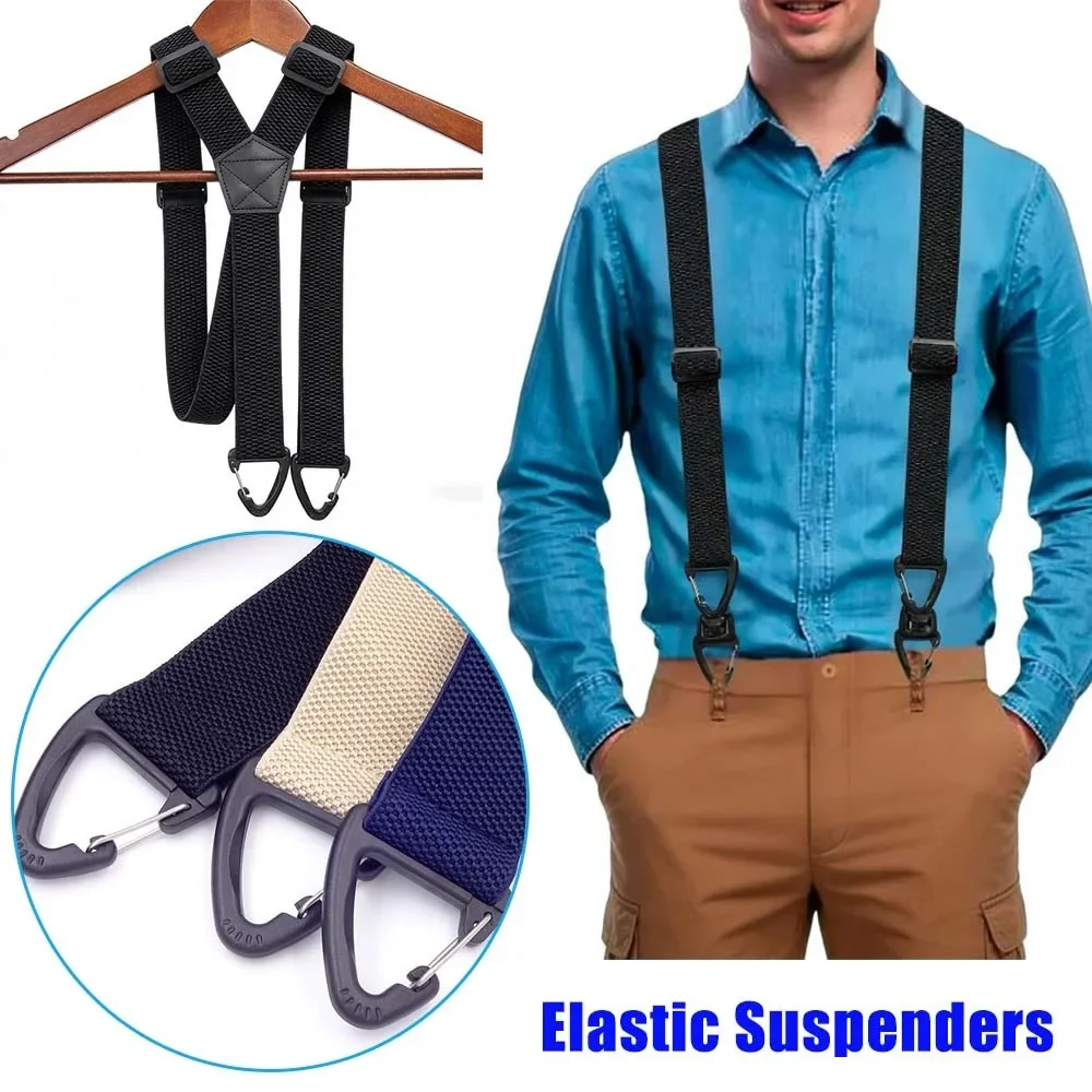 Unisex Sport Elastische Hosenträger mit 3 Clips 4cm Breit Verstellbare Plastik-Dreieckschnalle Rutschfester Strumpfhalter – Detail 1