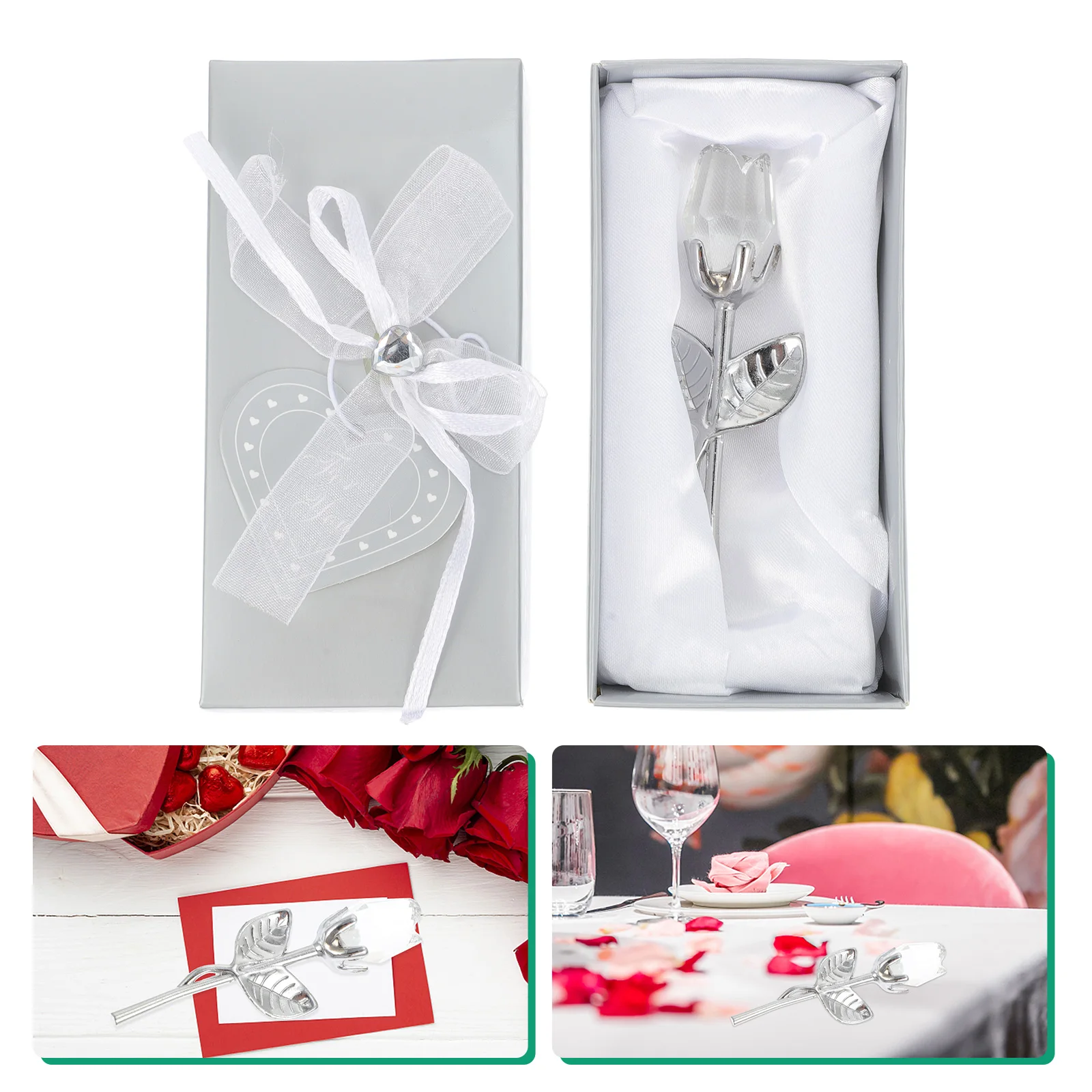 

Crystal Rose Flower Decorations White Glass Figurines Smooth Surface Crystal Gifts Home Office Table Ornaments