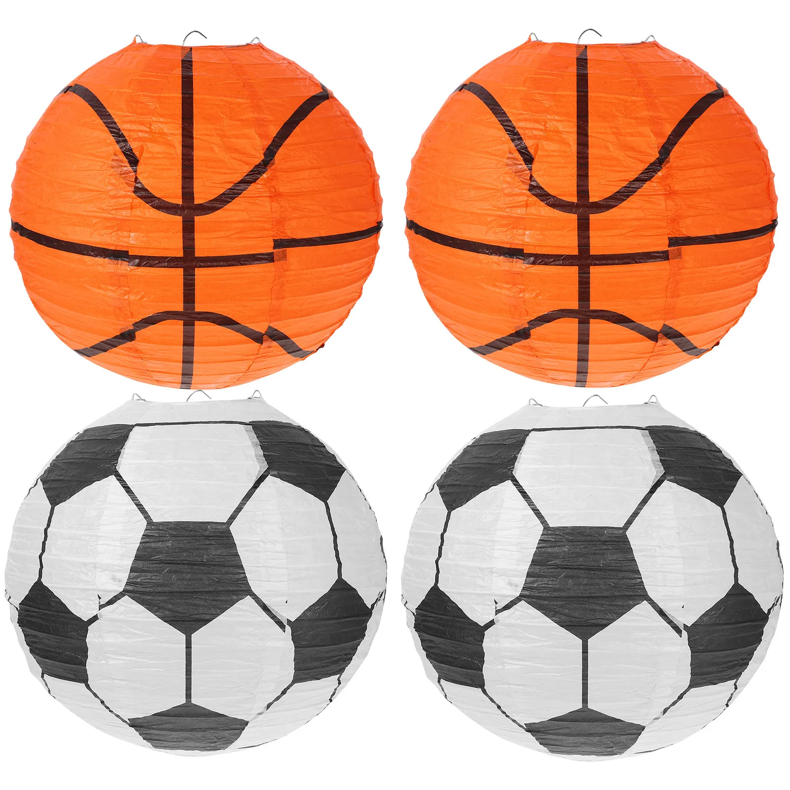 1セットスポーツボールペーパーランタンバスケットボールサッカーハンギングランタン折りたたみ式デザインパーティーデコレーション屋内屋外天井装飾