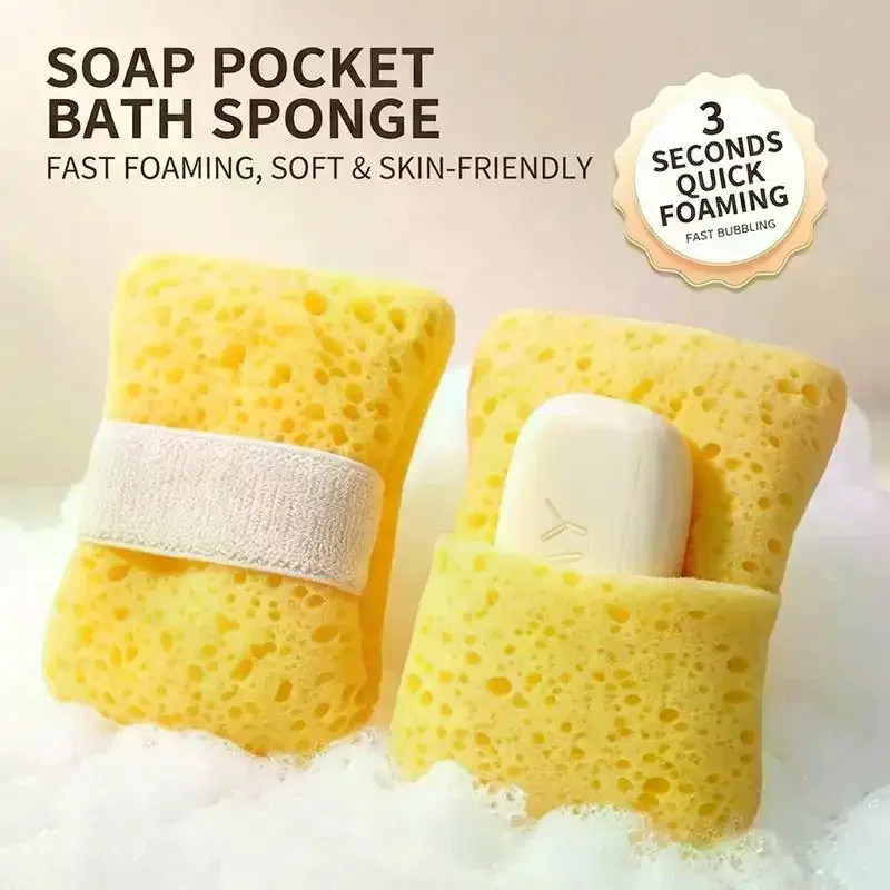2Pcs Ultra Soft Texture Bath Sponge Rich Foaming No Loose Fibers Body Scrubber Multi-use Shower Foaming Tool Gentle Exfoliation