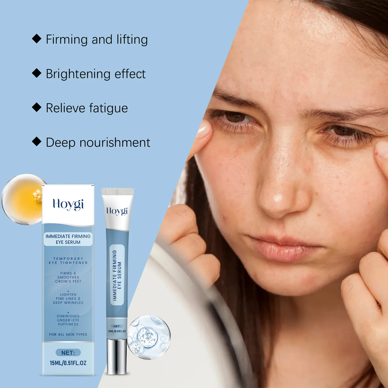 Hoygi Hydrating Firming Eye Cream Gentle Moisturizing Effectively Reduce Dark Circles Puffiness Eye Bags Brightening Eye Serum