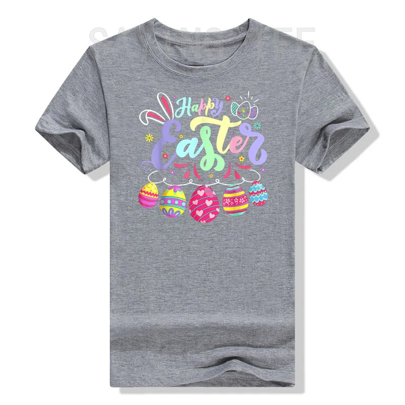 Happy Easter Bunny Spring Easter Egg Hunt Easter Women Girl T-Shirt Short Sleeve Blouses Graphic Tee Tops Gnome Bunnies Apparel