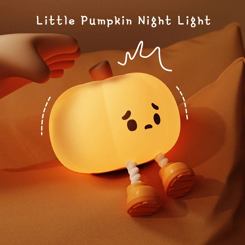 Halloween Mood Cartoon Pumpkin Night Light Eye Protection Warm Light Timable Sleeping Lamp Children\'s Room Decorative Lights