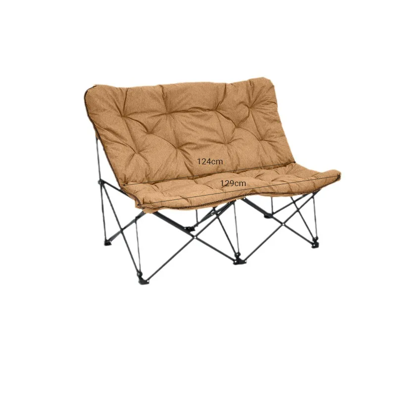 Oversized Double Folding Camping Chair Portable Outdoor Loveseat With Soft Cushion, Foldable Sofa For PatioBalconyPicnic&Camping