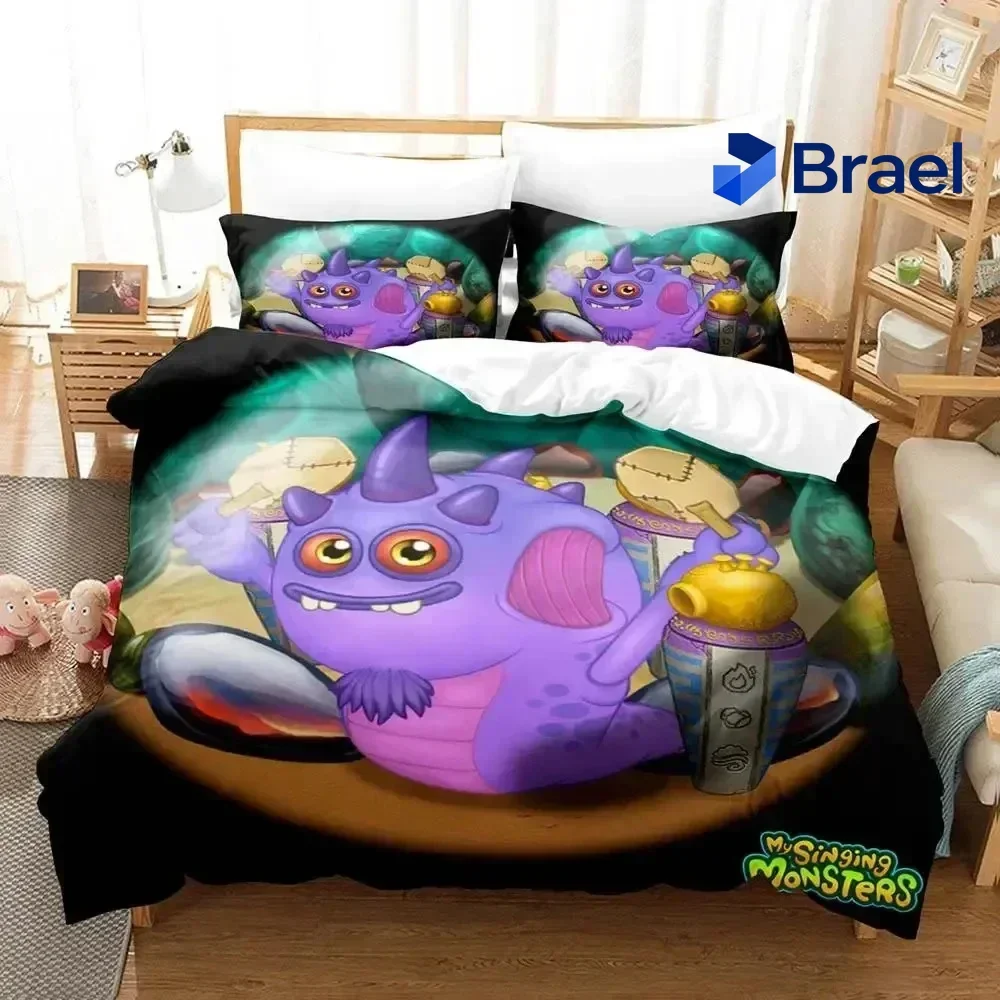 Exquisite Game My Singing Monsters Bedding Set Duvet Cover Bed Set Quilt Cover Pillowcase Comforter King Queen Size Boys Adult B