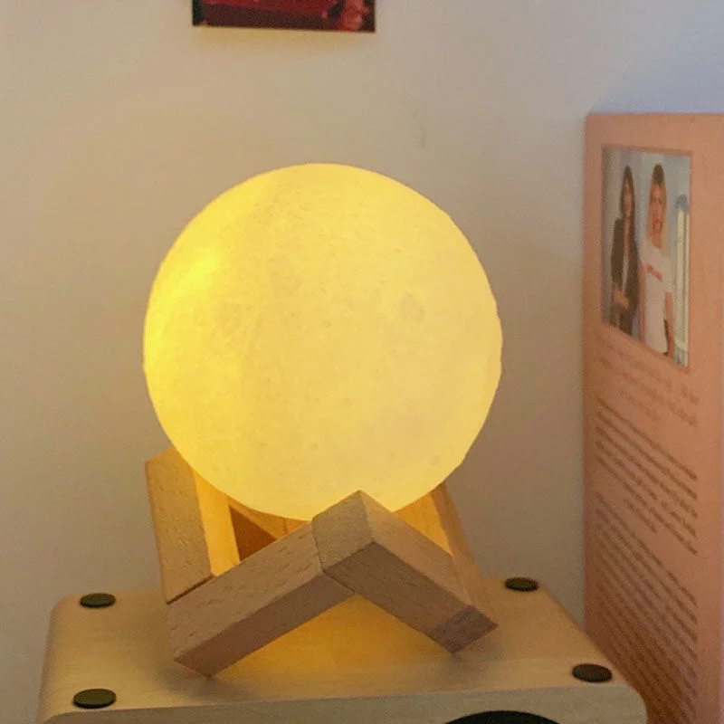 LED Night Light 3D Print Moon Lamp With Stand And Battery Color Change Bedroom Decor Moon For Kids Gifts Lampara De Luna