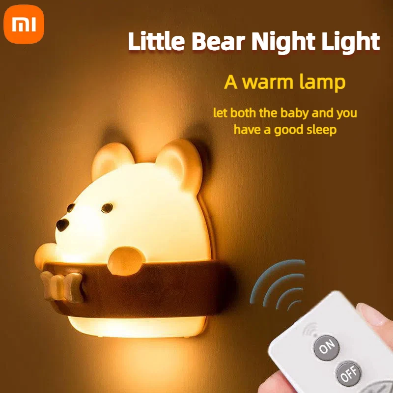 Xiaomi Little Bear LED Night Light USB Rechargeable Bedside Lamp Remote Control Wall Lights For Kids Bedroom Home Lighting