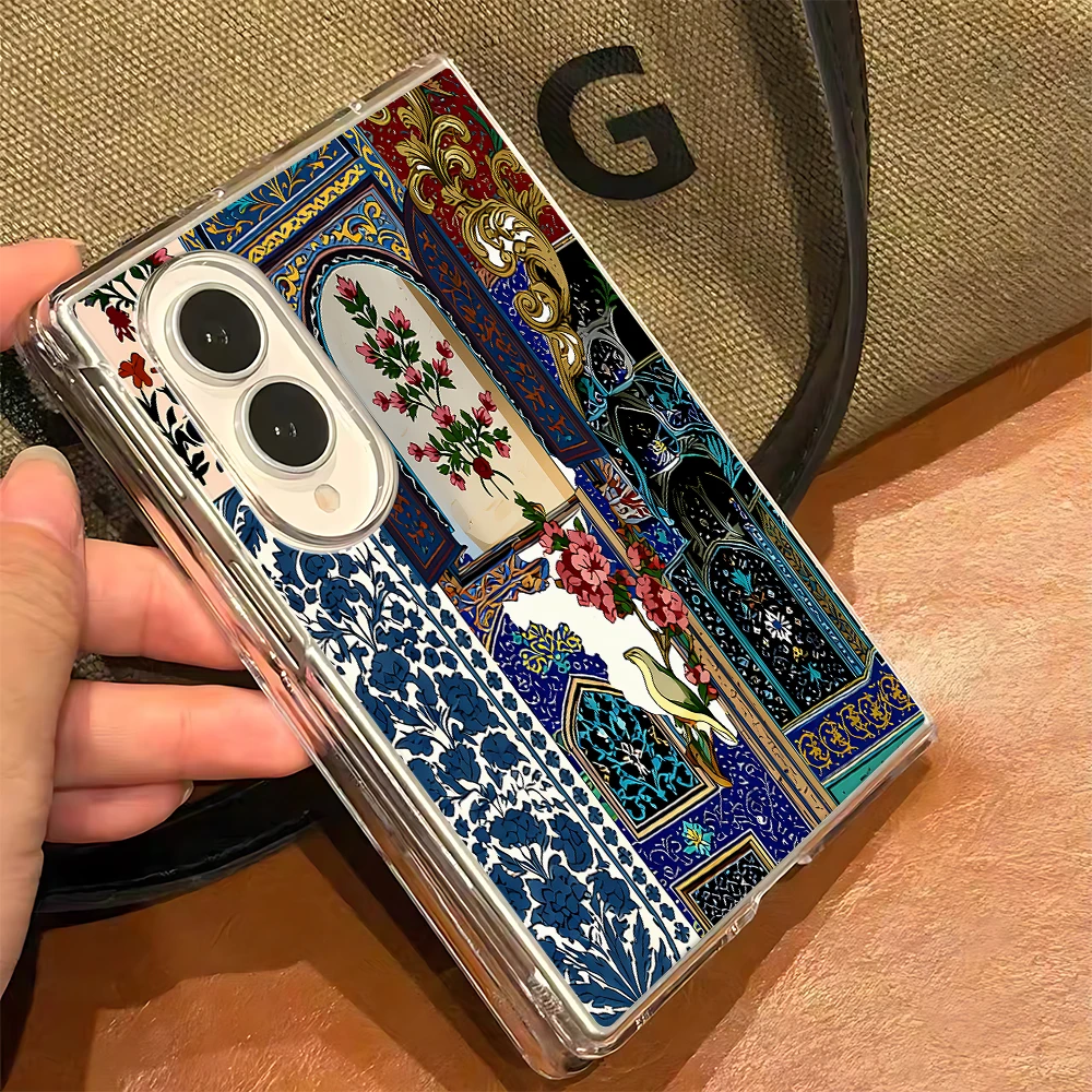 Persian Palace Floral Hard PC Protective Case for Samsung Galaxy Z Fold 8 7 6 5 4 3 2 Clear Anti‑Abrasion Fold‑Ready Case