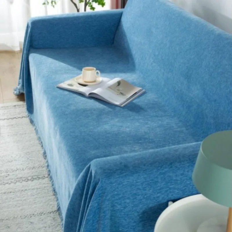 1pcs Universal Non-Slip Solid Color Chenille Sofa Towel Anti Cat Scratch Dustproof Seat Cushion Home Decoration