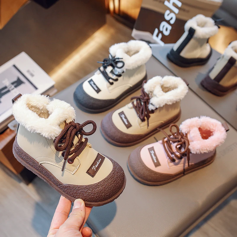 

Детские ботинки 2021, новая зимняя детская хлопковая обувь с подкладкой до середины икры и водонепроницаемой утолщенной хлопковой обувью, сапоги для девочек