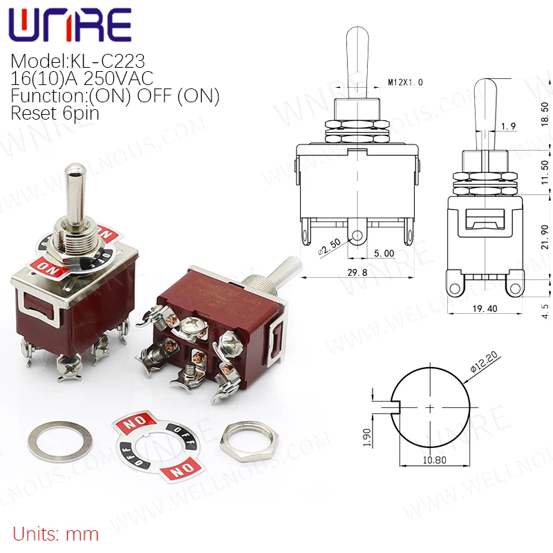 KL-C223 Rocker Swing Switch 6pin (ON) OFF (ON) Electronic Products Communication Equipment Accessories Button Toggle Swich