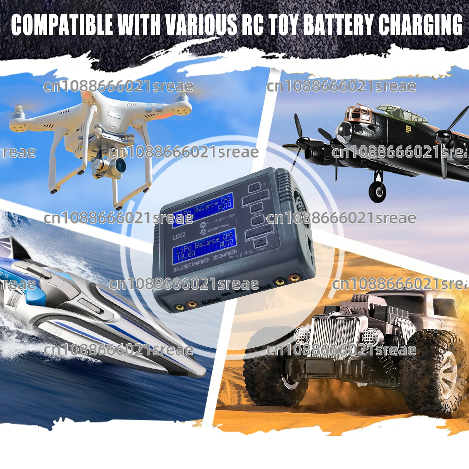 L6X2 LiPo-Akku-Ladegerät Dual Channel 10A AC 150W DC 240W für 1-6S Li-Ion LiFe NiCd NiMH LiHV PB Smart Akku-Entlader