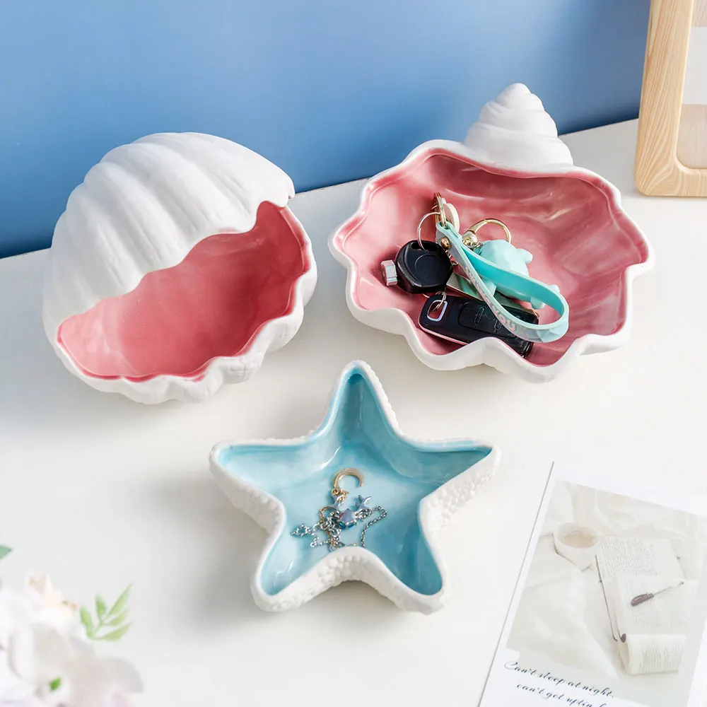 Modern Stylish Ceramic Shells&Starfish For Jewelry Storage and Crafts Decoration Christmas Gifts Party Ornaments