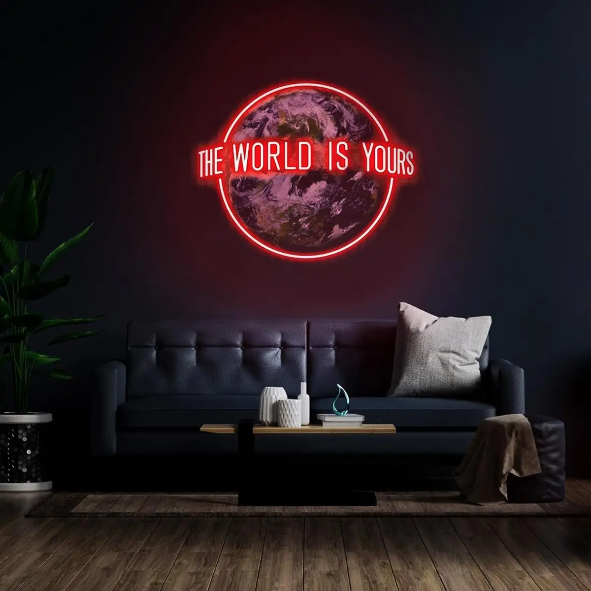 The World Is Yours LED Neon Sign USB Wall Light For Office Study Room Travel Agency Bar Wall Decor Graduation Travel Lover Gift