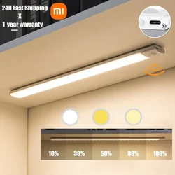 Xiaomi-luz nocturna con Sensor de movimiento, lámpara LED inalámbrica recargable por USB, lámpara de noche con atenuación de 3 colores, decoración para armario de dormitorio