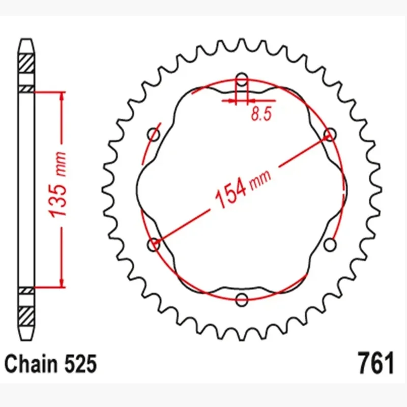 525 Motorcycle Rear Sprocket For Ducati 1198 Diavel 2011-2018 1198 Diavel Carbon 11-18 1198 Diavel Cromo 12-14 Dark Strada 13-15