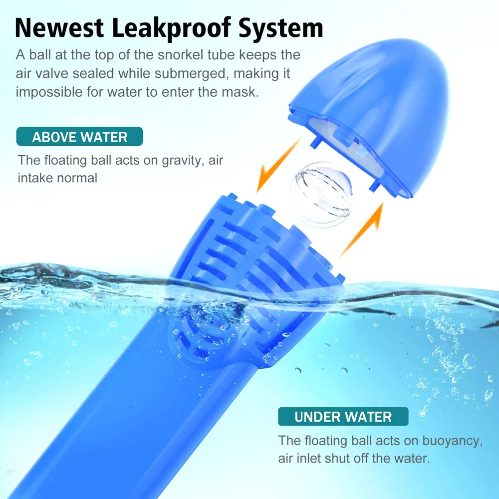 Kids Full Face Snorkel Mask Diving Mask With Detachable Camera Mount Wide View Anti-Fog Anti-Leak Snorkeling Swimming for Child view 5